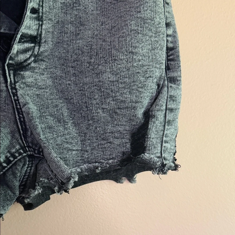 Indigo Rein Acid Wash Black Gray Distressed High-Rise Jean Shorts
